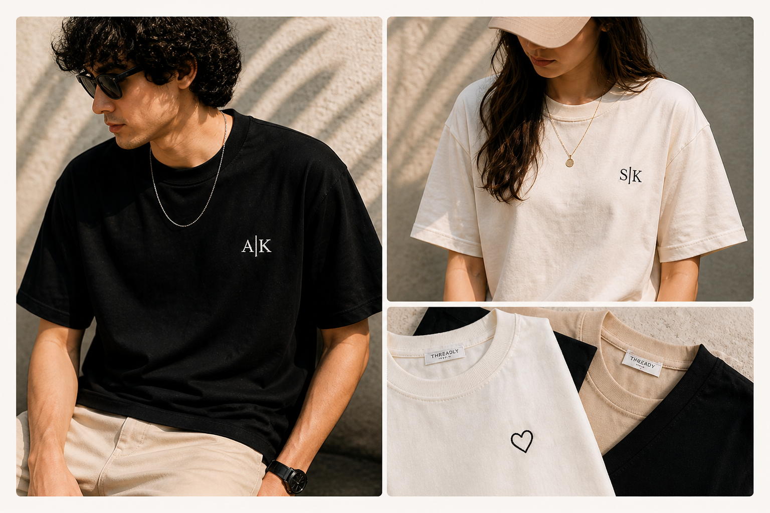 Custom embroidered oversized t-shirts and tote bags